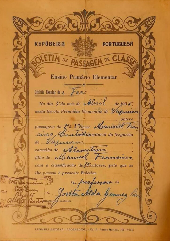 CoopDuro - Diploma de Manuel Francisco Custódio - 5 Abril 1935
